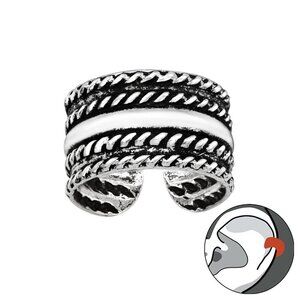 Sterling Silver Simi Wide Textured Ear Cuff